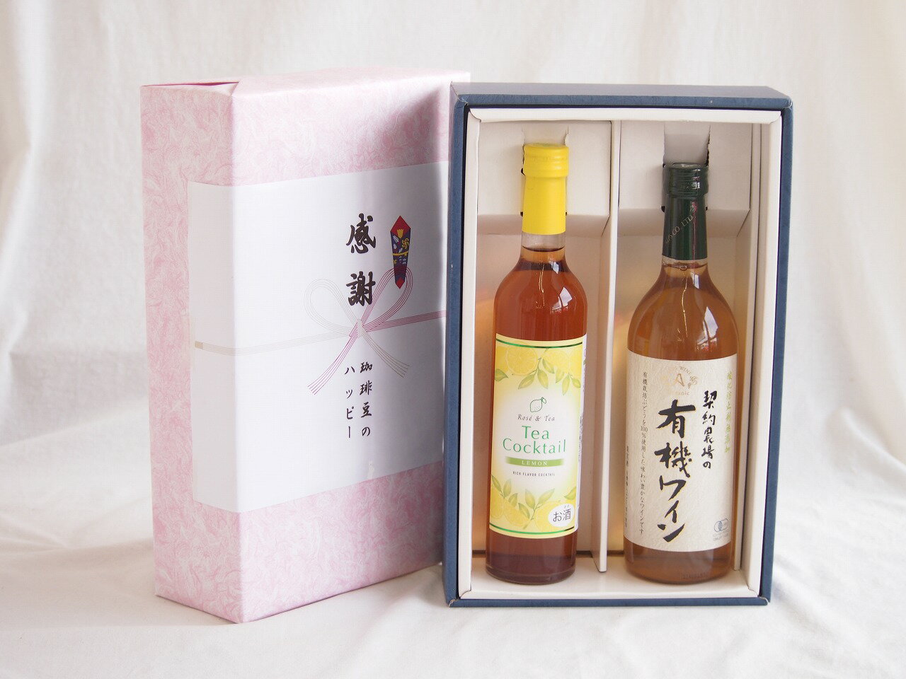 感謝の贈り物ボックス 紅茶カクテルと酸化防止剤無添加ワインセット(酸化防止剤無添加 契約農場の有機..