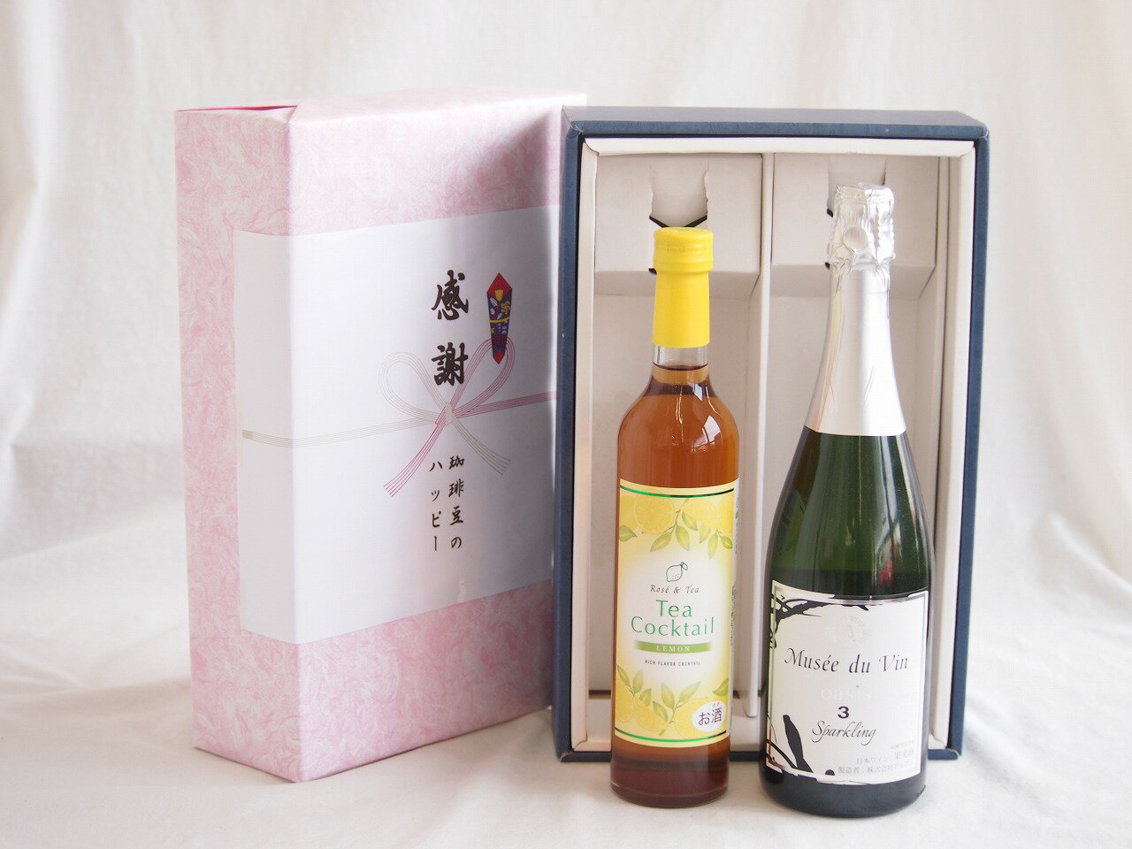 感謝の贈り物ボックス 紅茶カクテルと国産ワインセット(MdV オアシス3 白スパークリングワイン辛口(長..
