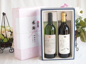 感謝の贈り物ボックス 国産甲州種辛口白ワインと国産ワインセット(山梨 マスカットベーリーA 赤ワイン 重口(山梨県)750mlシャンモリ 山梨限定醸造白750ml(笛吹市石和町山下農園産甲州)