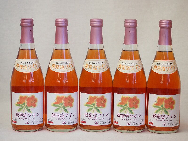 微発泡ワインロゼ キャンベル (やや甘口) 北海道ワイン 500ml×5 1