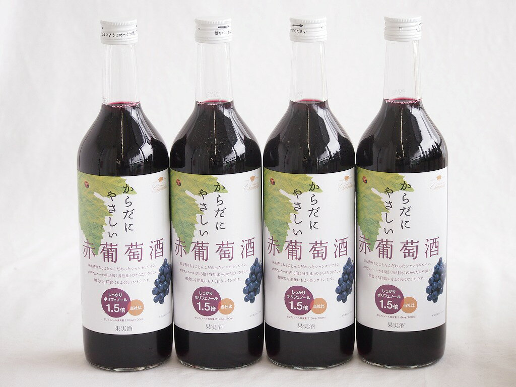 4本セット(からだにやさしい赤葡萄酒 赤ワイン11度 ミディアム(山梨県)) 720ml×4本