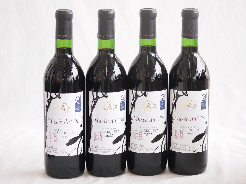 4本セット(GI長野日本ワイン白ミュゼドゥヴァン 松本平ブラッククイーン樽熟成12度フルボディ) 720ml×4本