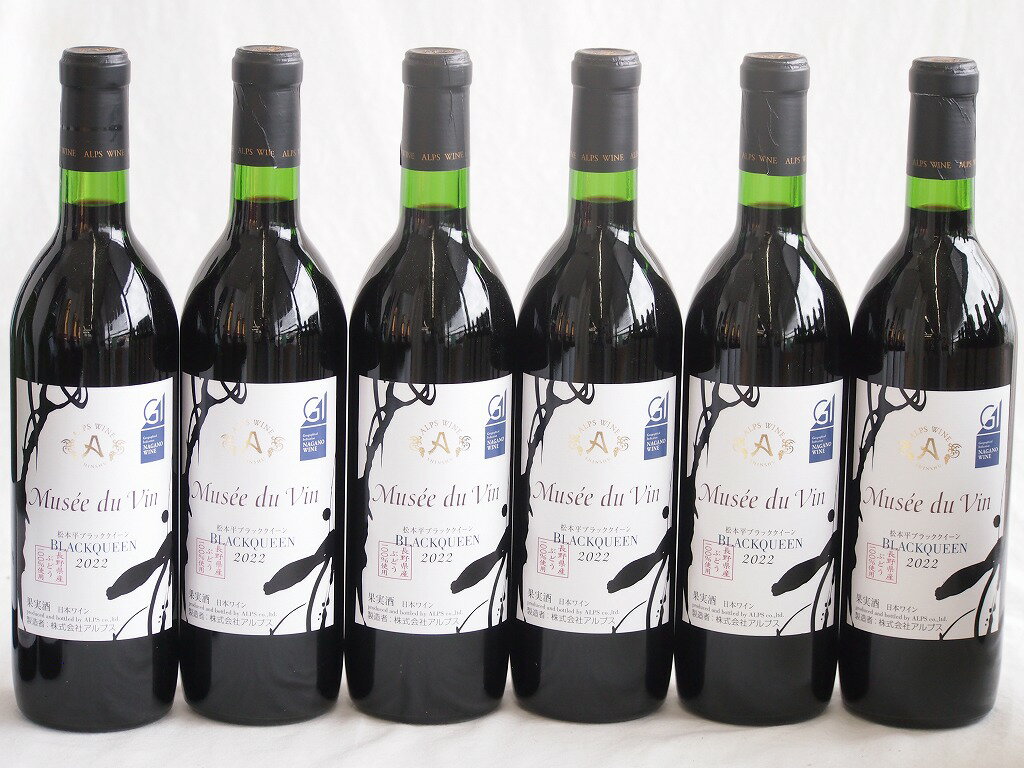6本セット(GI長野日本ワイン白ミュゼドゥヴァン 松本平ブラッククイーン樽熟成12度フルボディ) 720ml×6本