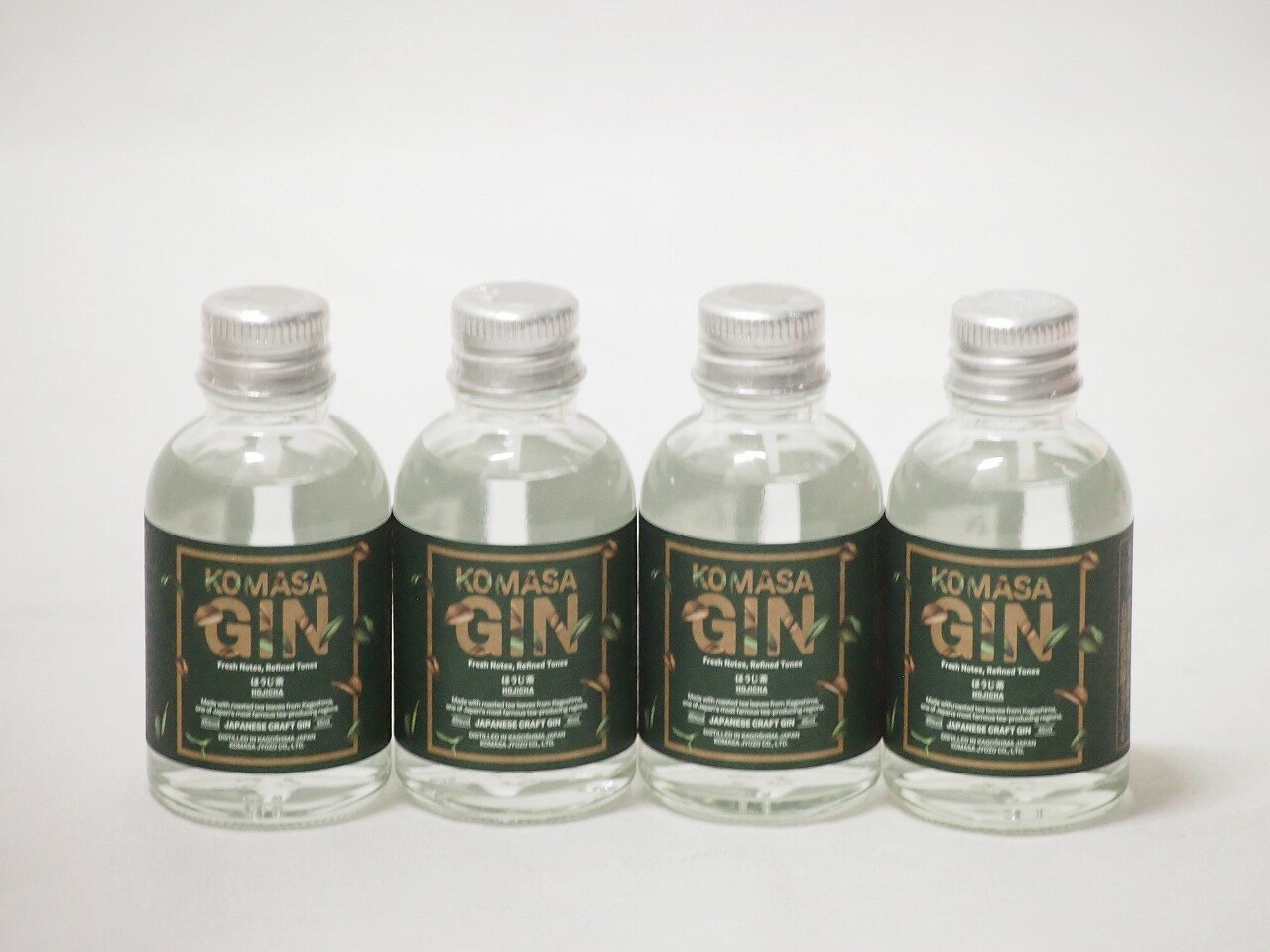 鹿児島県産の茶葉4本セット(ミニチュアジンKOMASA-GIN ほうじ茶 45%vol) 45ml×4本