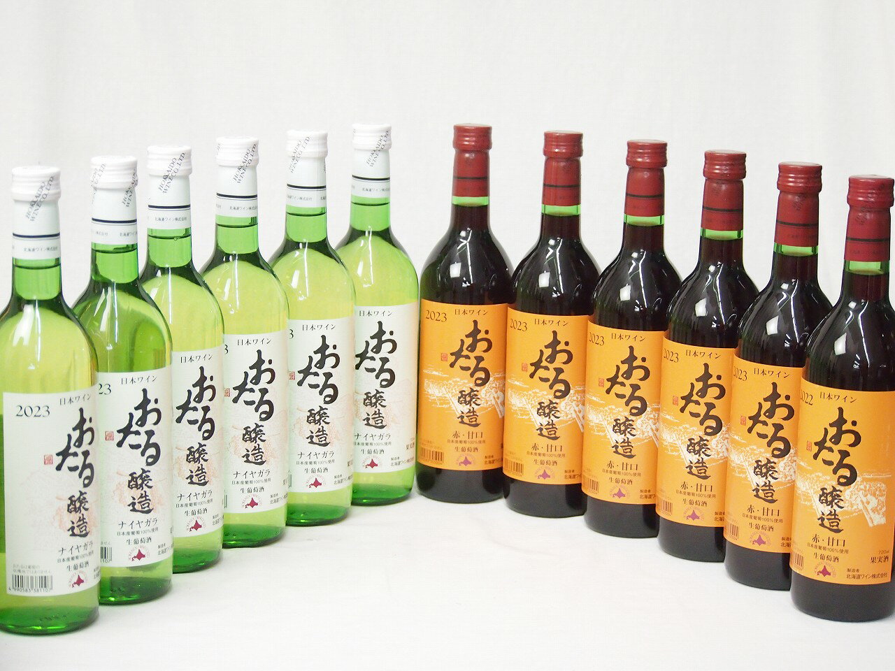 12本セット(おたる醸造ナイアガラ生葡萄酒 白ワインやや甘口(北海道) おたる醸造 生葡萄酒甘口赤ワイン(北海道)) 720ml×12本