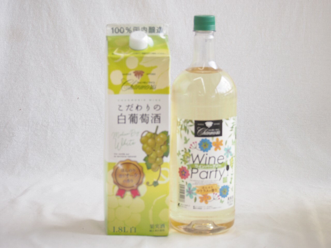 大容量ボトル2本セット(ワインパーティー 白ワイン やや辛口 こだわりの白葡萄酒 白ワイン やや辛口) 1500ml×1本 1800ml×1本