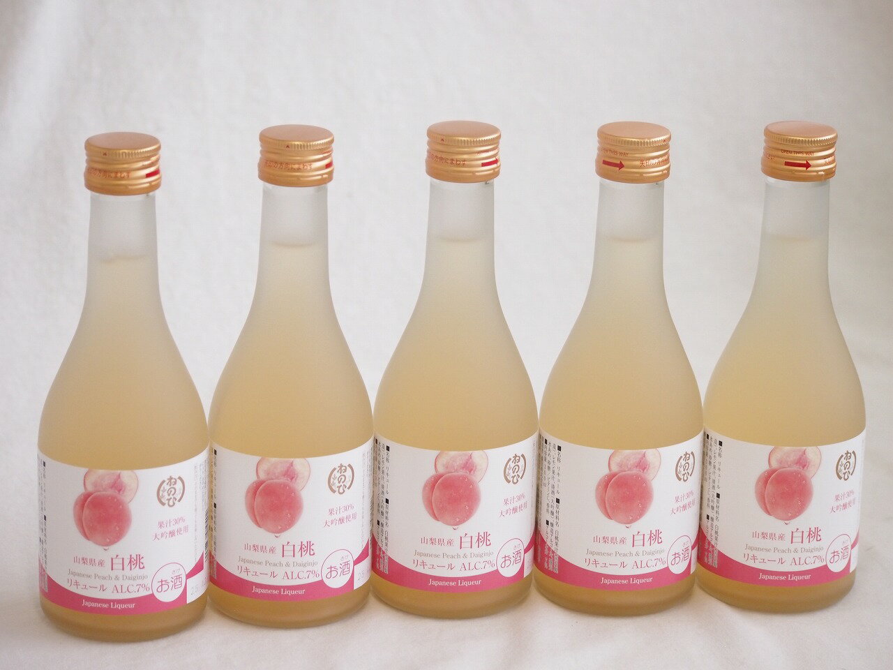 5本セット(山梨県産果汁30%大吟醸使用リキュール白桃 Alc7%(愛知県)) 300ml×5本