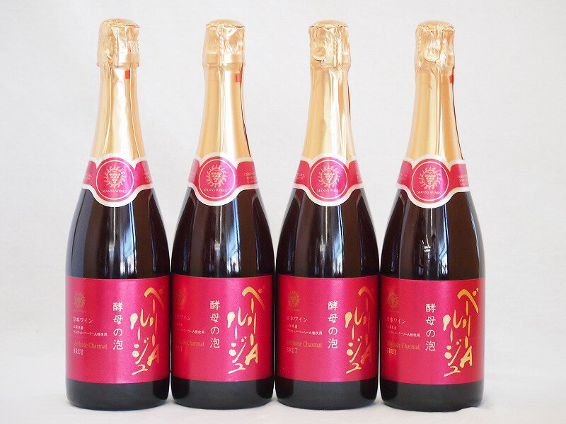 4本セット(山梨県産マスカット・ベーリーA　スパークリング赤ワイン ルージュ 酵母の泡 alc.11%やや辛口) 720ml×4本