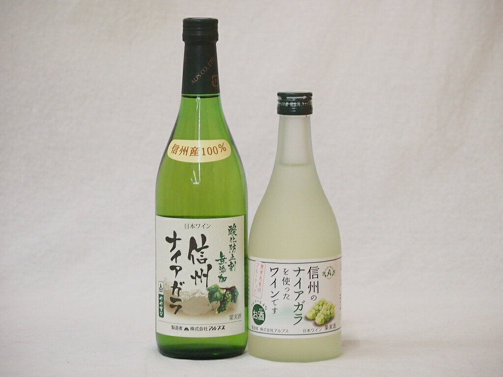 国産葡萄100%ナイアガラ甘口白ワインセット(長野県信州720ml フルーツワイン500ml) 計2本