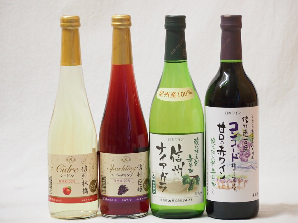 国産100％長野県信州産ワイン4本セット コンコード甘口赤 