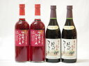 国産赤ワイン4本セット(山梨県産葡萄100%マスカットベーリーA2本 信州コンコード中口2本)720ml×4本