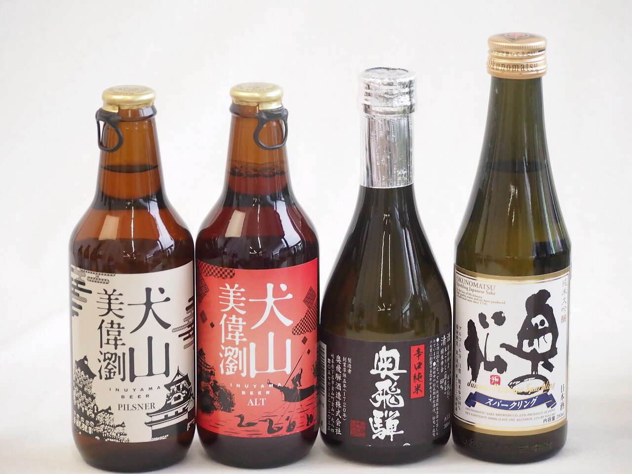 スパークリング日本酒×クラフトビール×地酒4本セット(奥の松 純米大吟醸スパークリング（福島県） 奥飛..