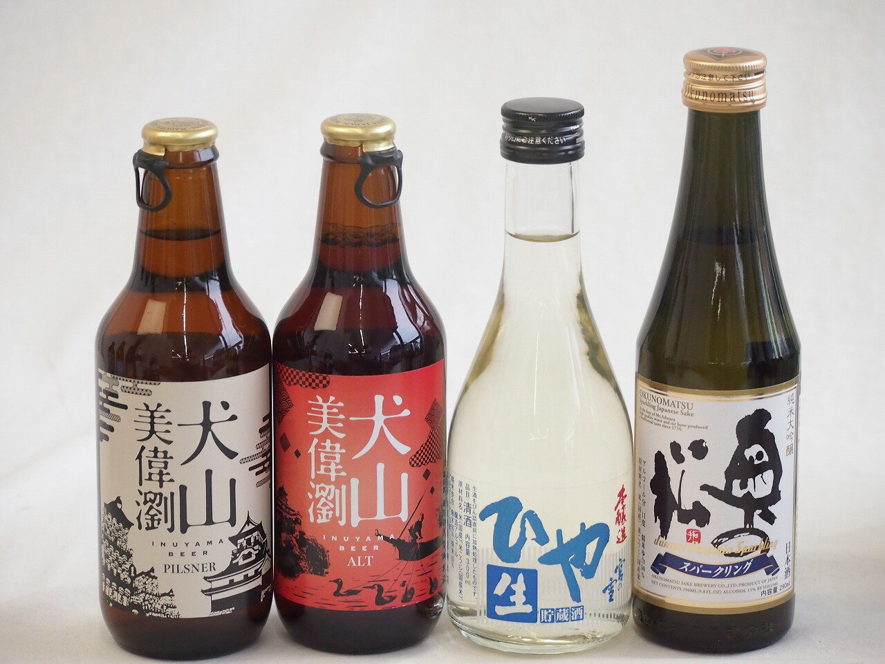 スパークリング日本酒×クラフトビール×地酒4本セット(奥の松 純米大吟醸スパークリング（福島県） 宮崎..