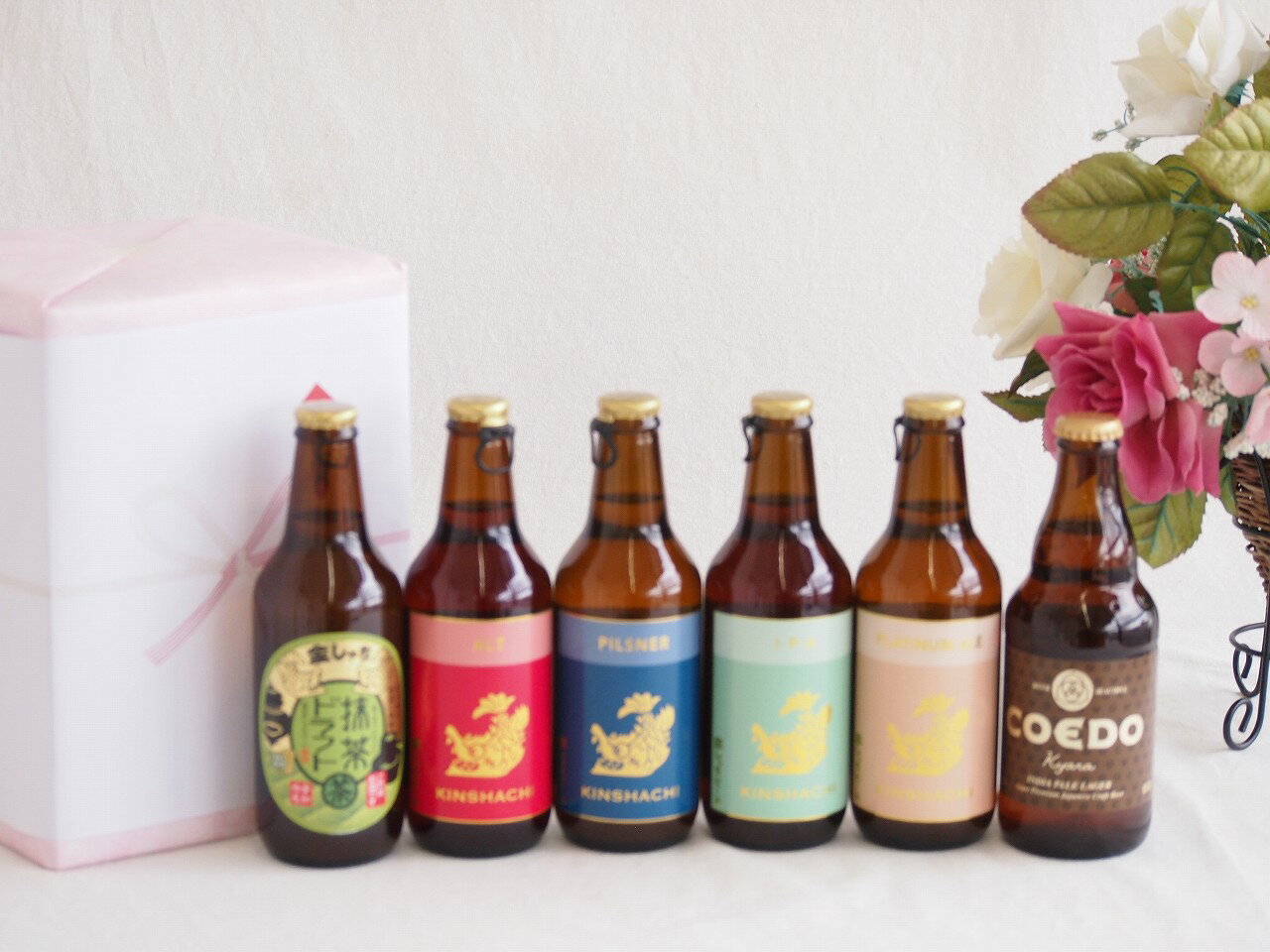 樂天商城 - 贈り物クラフトビール6本セット(金しゃち抹茶ドラフト(愛知県) 金しゃちプラチナエール(愛知県) 金しゃちIPA(愛知県) 金しゃちピルスナー(愛知県) 金しゃちアルト(愛知県) コエド kyara(埼玉県)) 330ml×5本 33