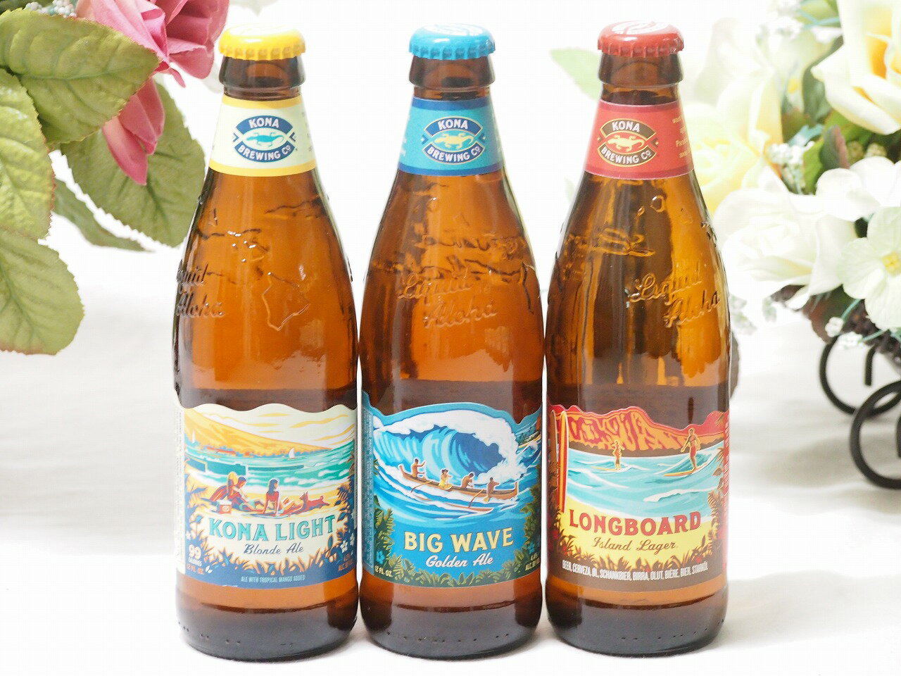 ハワイのコナビール飲み比べ3本セット(コナビールビックウェーブゴールデンエール瓶 コナビール ロングボートラガー瓶 コナビール コナライト ブロンドエール瓶 ) 355ml×3本