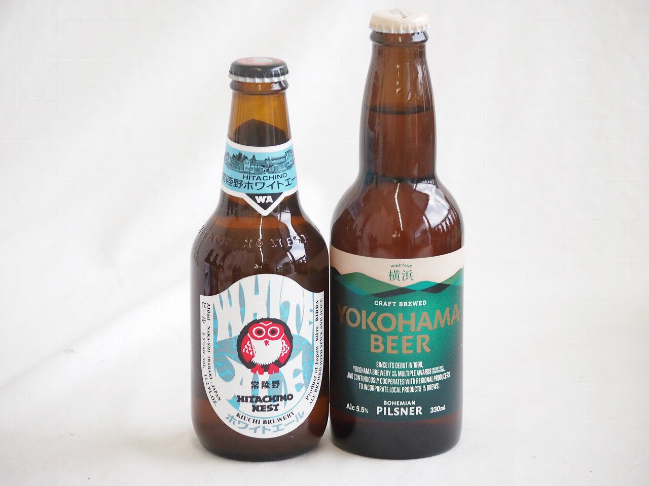 【最大2000円オフクーポン11日9:59迄】地域が生んだクラフトビール2本セット(常陸野 ホワイトエールalc5.5％(茨城県) 横浜ビール ピルスナーalc5.5％(神奈川県)) 330ml×2本