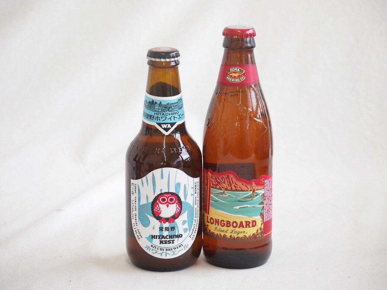 地域が生んだクラフトビール2本セット(常陸野 ホワイトエールalc5.5％(茨城県) ロングボードアイランドラガーalc4.5％(アメリカ)) 330ml×1本 355ml×1本