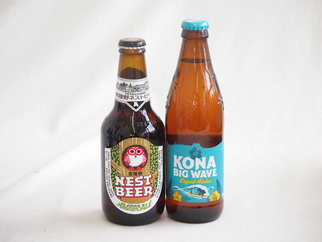 地域が生んだクラフトビール2本セット(常陸野 アンバーエールalc6％(茨城県) ビッグウェーブゴールデンエールalc4.5％(アメリカ)) 330ml×1本 355ml×1本