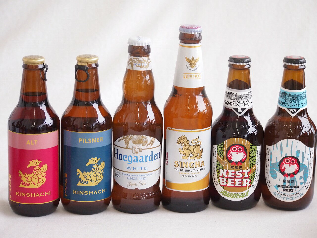 地域が生んだクラフトビール6本セット(金しゃちビールピルスナーalc5％(愛知県) 金しゃちビール金鯱アルトalc5％(愛知県) 常陸野 アンバーエールalc6％(茨城県) 常陸野 ホワイトエールalc5.5％(茨城県) ヒューガルデンホワイトalc5％