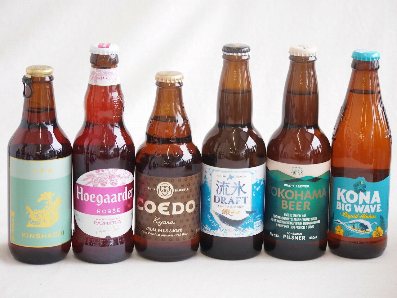 地域が生んだクラフトビール6本セット(網走ビール 流氷ドラフトalc5％(北海道) 金しゃちビールIPAalc7％(愛知県) コエド キャラalc5％(埼玉県) 横浜ビール ピルスナーalc5.5％(神奈川県) ヒューガルデンロゼalc3％(韓国) ビッ