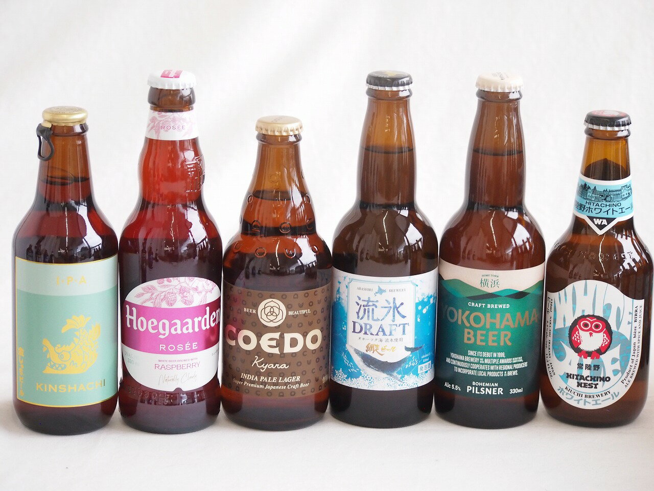 地域が生んだクラフトビール6本セット(網走ビール 流氷ドラフトalc5％(北海道) 金しゃちビールIPAalc7％(愛知県) コエド キャラalc5％(埼玉県) 常陸野 ホワイトエールalc5.5％(茨城県) 横浜ビール ピルスナーalc5.5％(神奈川
