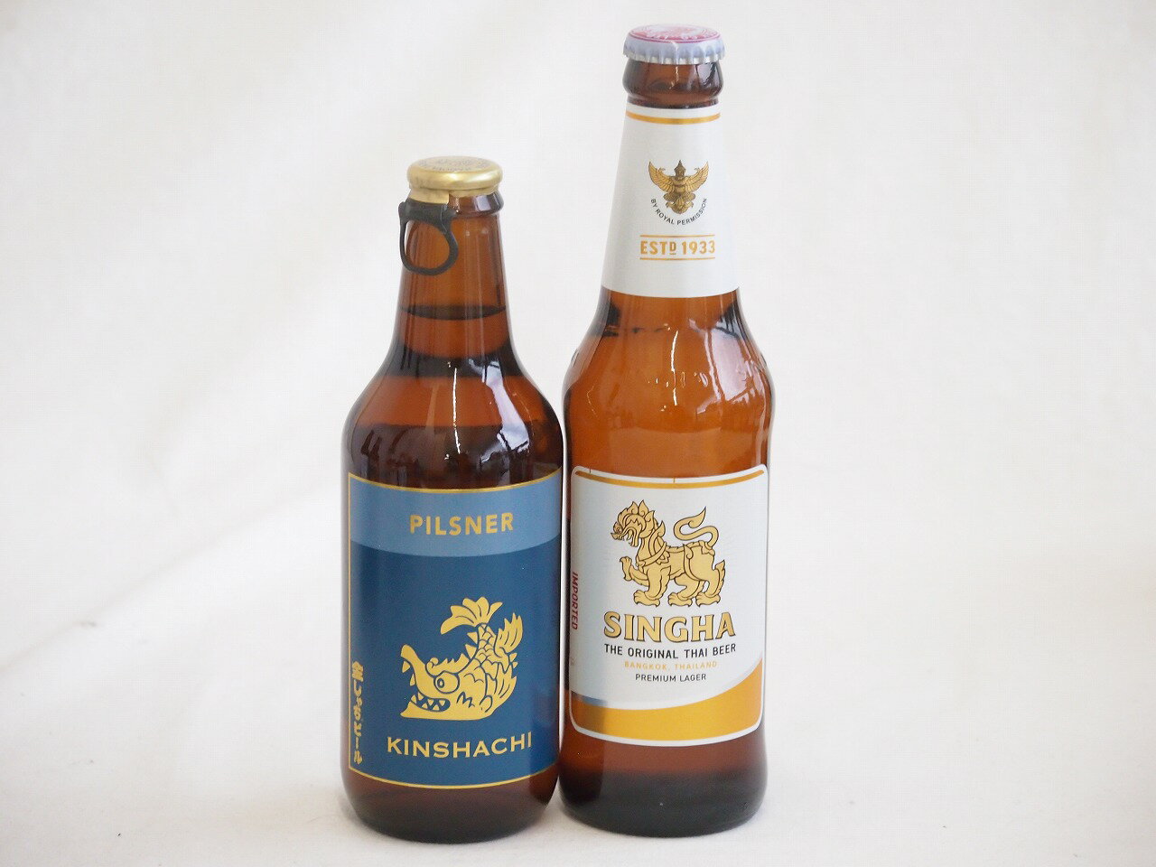 地域が生んだクラフトビール2本セット(金しゃちビールピルスナーalc5％(愛知県) シンハー(SINGHA)alc5％(タイ)) 330ml×2本
