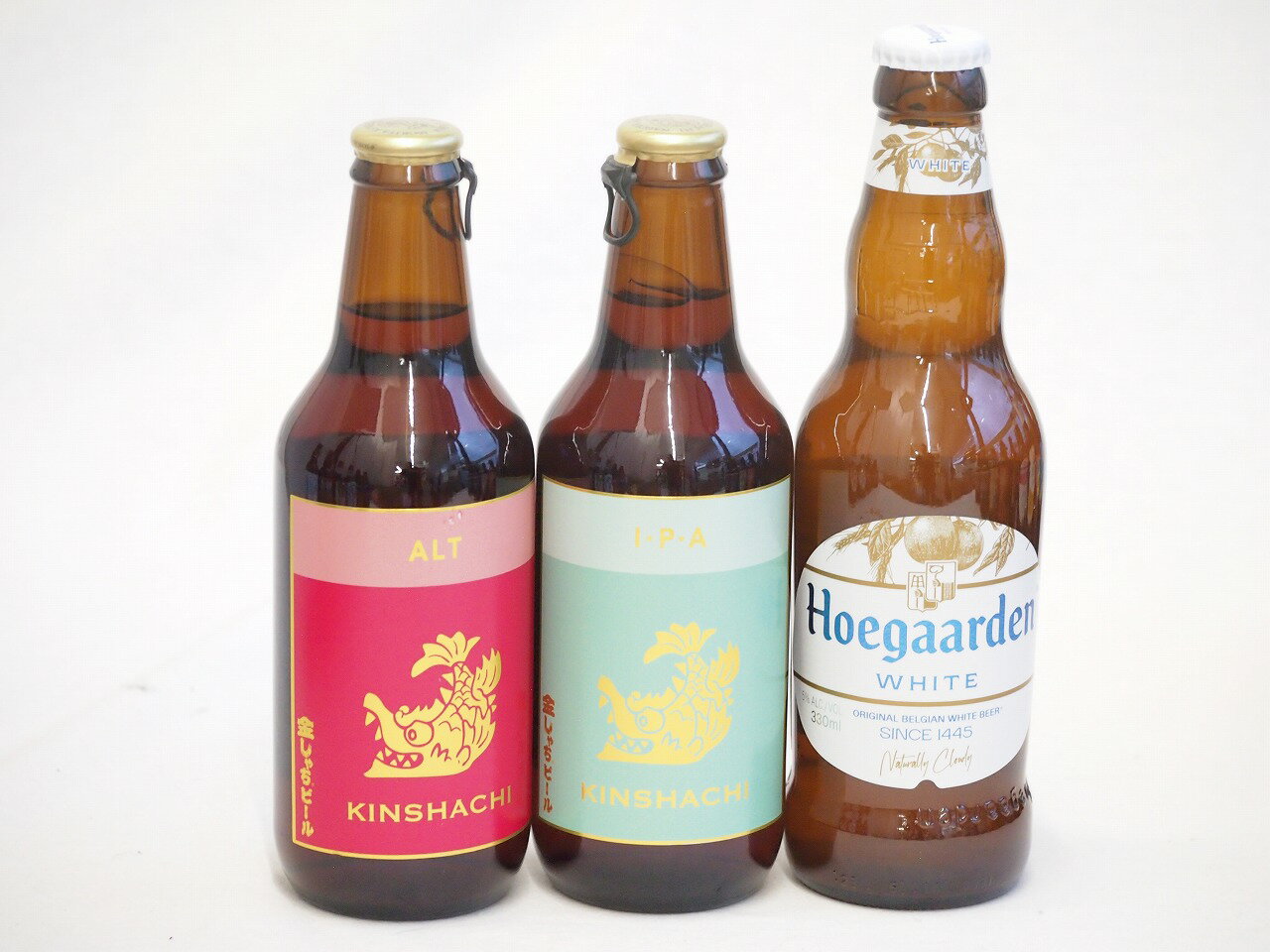 地域が生んだクラフトビール3本セット(金しゃちビールIPAalc7％(愛知県) 金しゃちビール金鯱アルトalc5％(愛知県) ヒューガルデンホワイトalc5％(韓国)) 330ml×3本