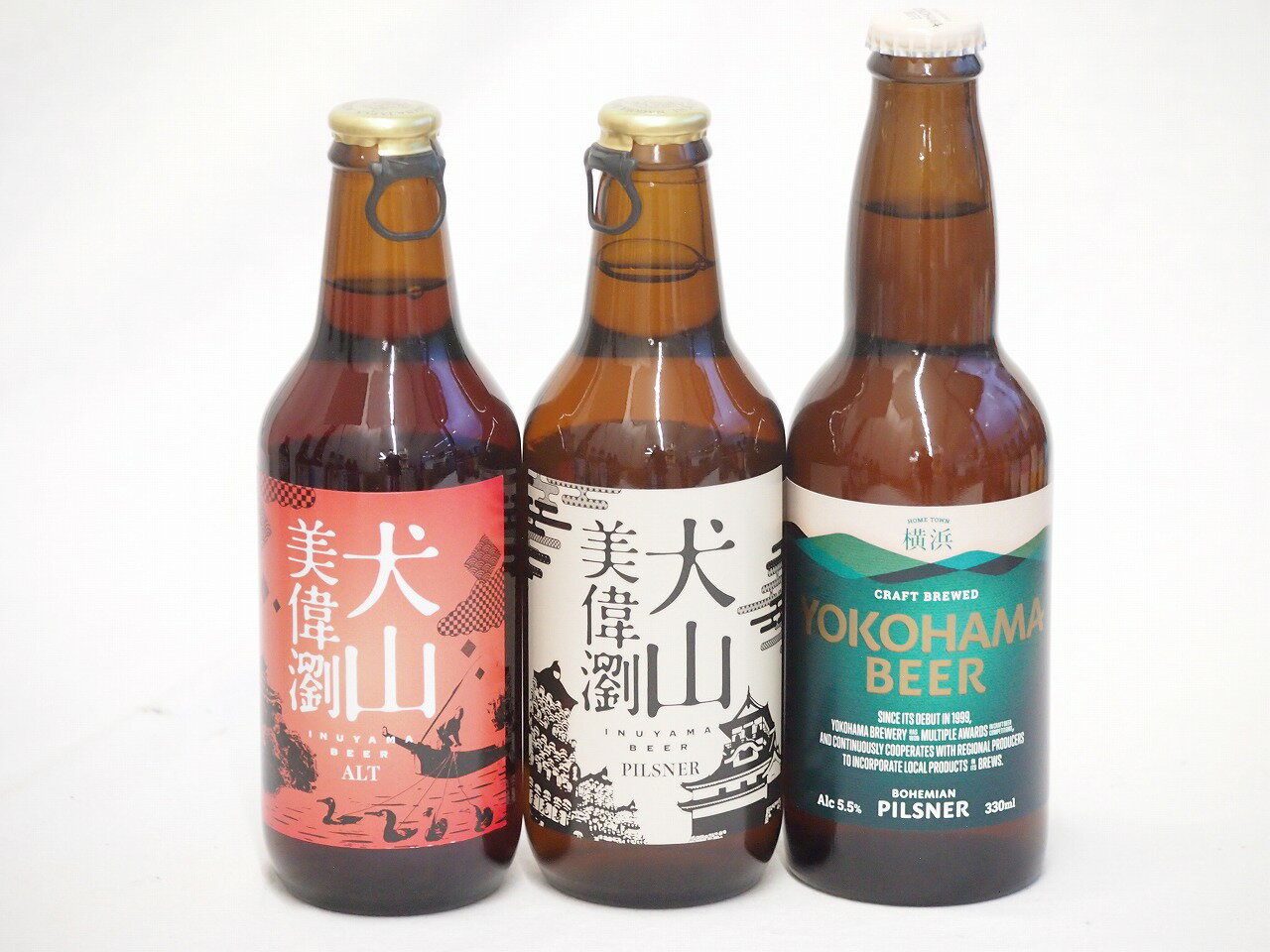 地域が生んだクラフトビール3本セット(金しゃちビール 犬山美偉瀏ピルスナーalc5％(愛知県) 金しゃちビール 犬山美偉瀏アルトalc5％(愛知県) 横浜ビール ピルスナーalc5.5％(神奈川県)) 330ml×3本