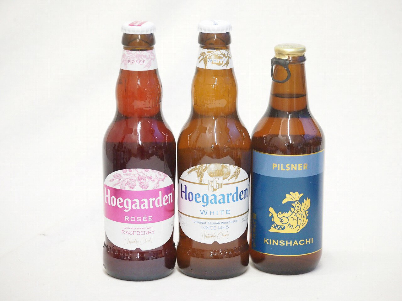 地域が生んだクラフトビール3本セット(金しゃちビールピルスナーalc5%(愛知県) ヒューガルデンホワイトalc5%(韓国) ヒューガルデンロゼalc3%(韓国)) 330ml×3本