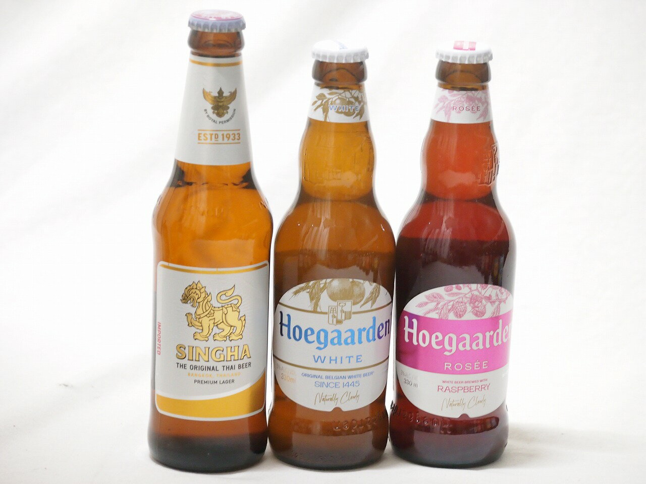 【最大2000円オフクーポン11日9:59迄】地域が生んだクラフトビール3本セット(ヒューガルデンホワイトalc5％(韓国) ヒューガルデンロゼalc3％(韓国) シンハー(SINGHA)alc5％(タイ)) 330ml×3本