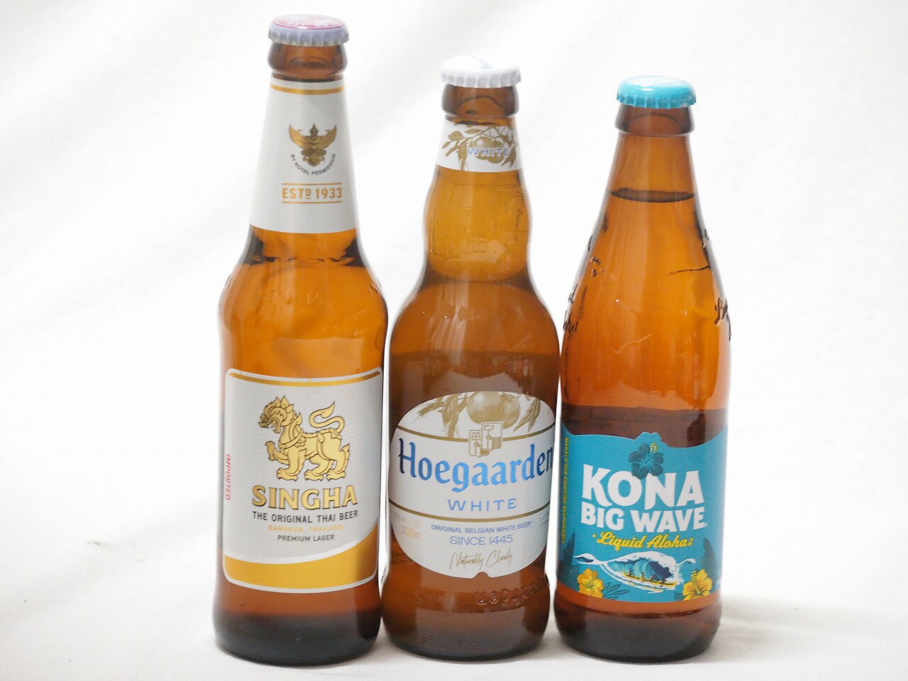 地域が生んだクラフトビール3本セット(ヒューガルデンホワイトalc5％(韓国) シンハー(SINGHA)alc5％(タ..
