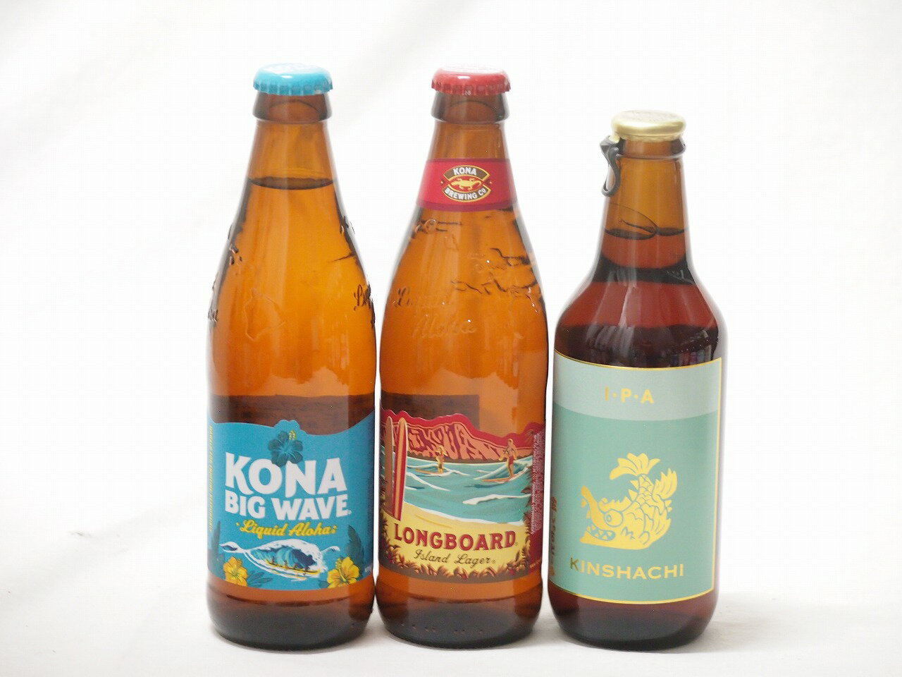 地域が生んだクラフトビール3本セット(金しゃちビールIPAalc7％(愛知県) ロングボードアイランドラガーalc4.5％(アメリカ) ビッグウェーブゴールデンエールalc4.5％(アメリカ)) 330ml×1本 355ml×2本