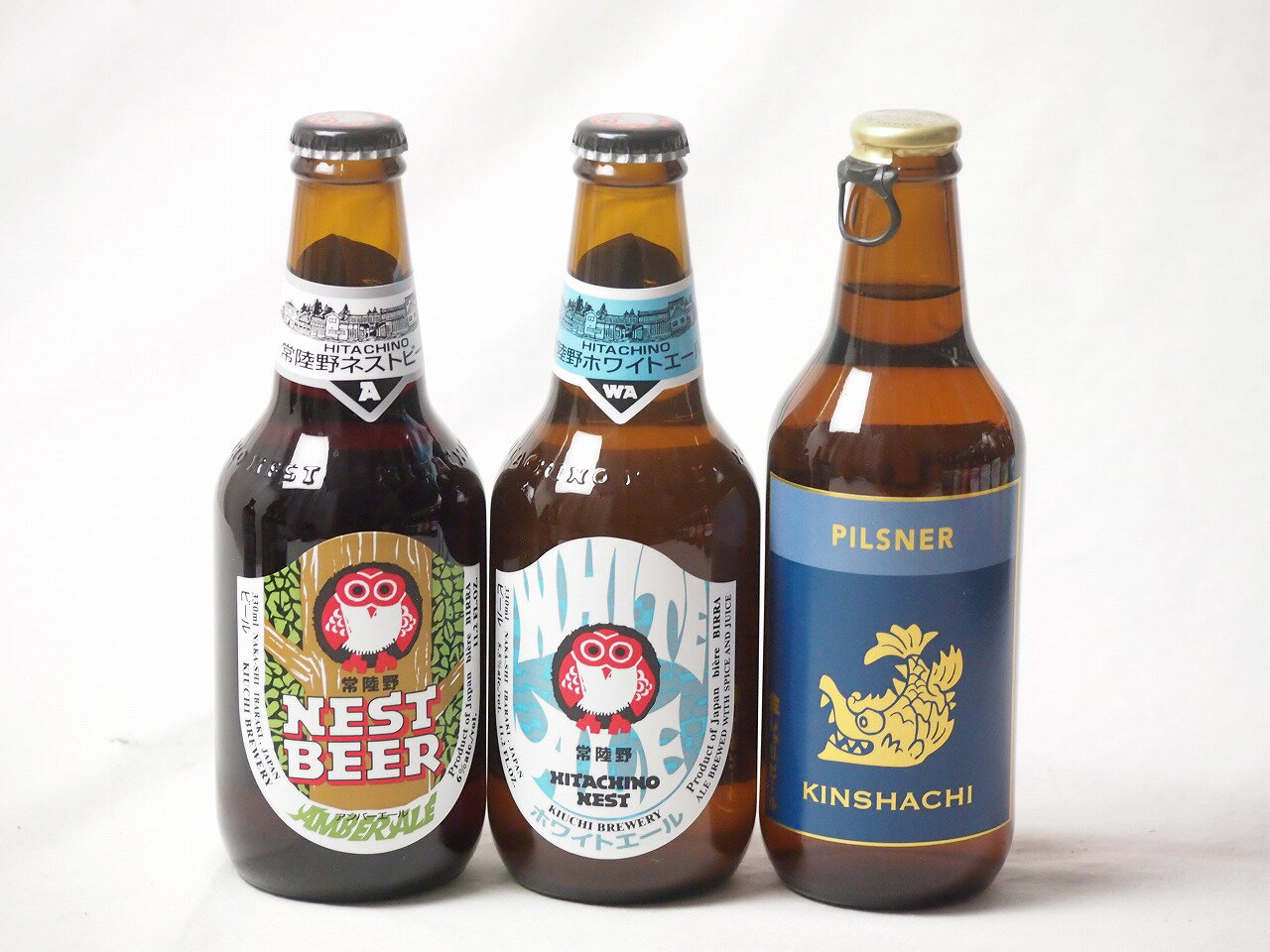 地域が生んだクラフトビール3本セット(金しゃちビールピルスナーalc5％(愛知県) 常陸野 アンバーエールalc6％(茨城県) 常陸野 ホワイトエールalc5.5％(茨城県)) 330ml×3本