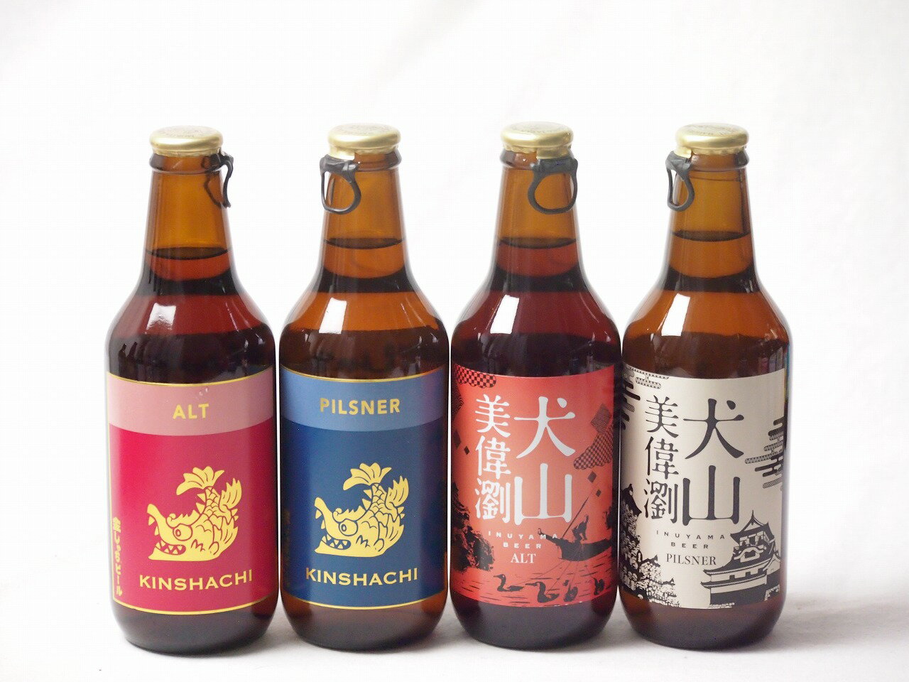 地域が生んだクラフトビール4本セット(金しゃちビールピルスナーalc5％(愛知県) 金しゃちビール金鯱アルトalc5％(愛知県) 金しゃちビール 犬山美偉瀏ピルスナーalc5％(愛知県) 金しゃちビール 犬山美偉瀏アルトalc5％(愛知県)) 330ml