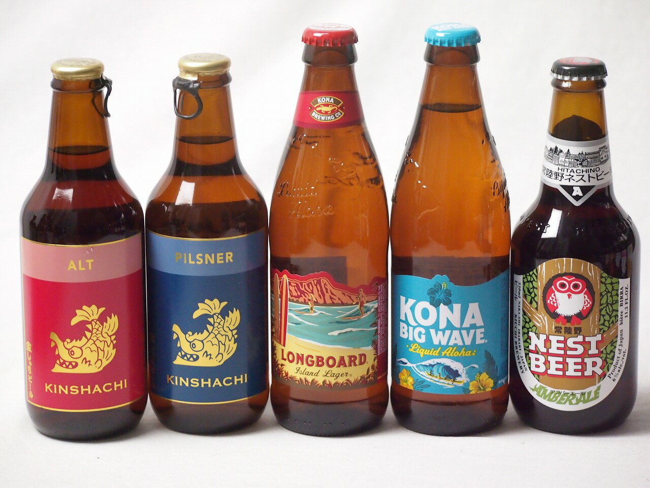 地域が生んだクラフトビール5本セット(金しゃちビールピルスナーalc5％(愛知県) 金しゃちビール金鯱アルトalc5％(愛知県) 常陸野 アンバーエールalc6％(茨城県) ロングボードアイランドラガーalc4.5％(アメリカ) ビッグウェーブゴールデン
