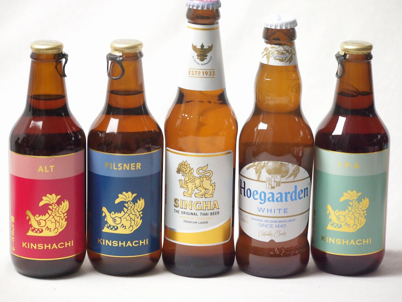 【最大2000円オフクーポン11日9:59迄】地域が生んだクラフトビール5本セット(金しゃちビールピルスナーalc5％(愛知県) 金しゃちビールIPAalc7％(愛知県) 金しゃちビール金鯱アルトalc5％(愛知県) ヒューガルデンホワイトalc5％(韓国) シンハー(SINGHA)alc5％(タイ