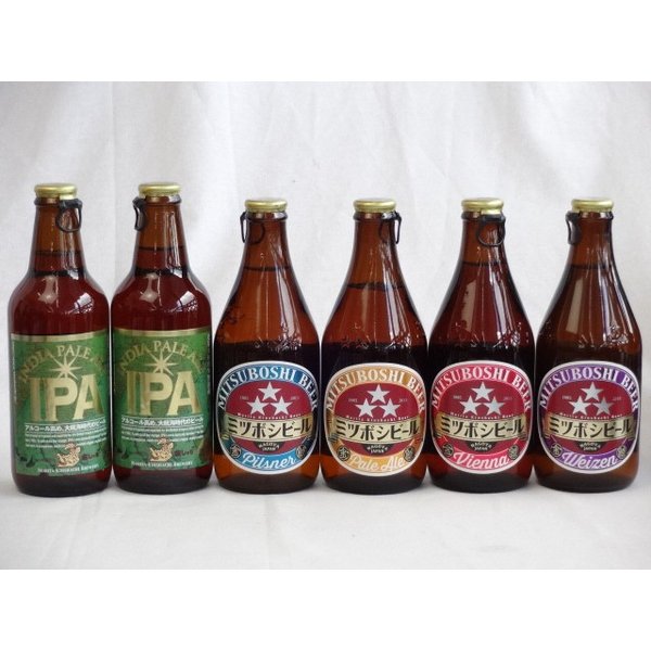 【商品名】クラフトビールパーティ6本セット　IPA330ml　ミツボシヴァイツェン330ml　ミツボシウィンナスタイルラガー330ml　ミツボシピルスナー330ml　ミツボシペールエール330ml【内容】●ミツボシヴァイツェン330ml(愛知県) ドイツ・バイエルン地方発祥の伝統的な上面発酵ビール。原料麦芽に小麦麦芽を50%程度使用し、酵母由来のクローブやバナナのような魅力的な香味、柔らかな口当たりが特徴。原料となる麦芽とホップも100％ドイツ産を使用しクラシカルな味わいの中に上品な金しゃちビールらしさを織り込んだこだわりの逸品。 ■アルコール度数：5.5％●ミツボシウィンナスタイルラガー330ml(愛知県) 麦芽は旨味成分に富んだ麦芽を贅沢に使用し、マイルドなコクを表現。ホップには欧州産のアロマホップを使用。はっきりとしたボディー感にモルトの香味が広がる、リッチな味わいのラガーです。歴史的な背景から発祥地ウィーンでも造られなくなってしまった希少なスタイルを復活させました。 ■アルコール度数：6.0％●ミツボシピルスナー330ml(愛知県) 麦芽はすべてドイツ産、ホップはチェコ産ファインアロマホップとドイツ産アロマホップのみを使用、とことんまで原材料にこだわりました。また、大手ビールメーカでも1社しか採用していない「ダブルデコクション法」を採用。低温でじっくり発酵を行い、熟成期間も通常の1.5倍の期間で丹念に仕上げています。 ■アルコール度数：5.5％●ミツボシペールエール330ml(愛知県) 麦芽とホップはすべて英国産。麦芽には希少品種マリスオッター種、ホップも世界的に希少なアロマホップを使用した希少性の高い逸品。いくぶんドライで、キレのあるクラシカルな味わいに仕上げました。 ■アルコール度数：5.0％