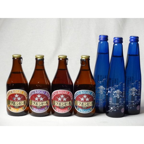 クラフトビールパーティ7本セット　日本酒スパークリング清酒(澪300ml)×3本　ミツボシヴァイツェン330ml　ミツボシウィンナスタイルラガー330ml　ミツボシピルスナー330ml　ミツボシペールエール330ml