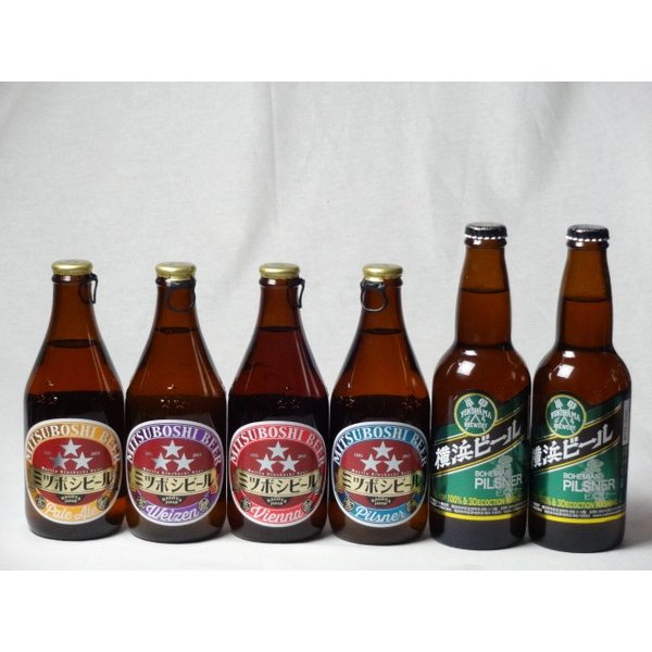 【商品名】クラフトビールパーティ6本セット　横浜ビールピルスナー330ml×2　本ミツボシヴァイツェン330ml　ミツボシウィンナスタイルラガー330ml　ミツボシピルスナー330ml　ミツボシペールエール330ml【内容】●ミツボシヴァイツェン330ml(愛知県) ドイツ・バイエルン地方発祥の伝統的な上面発酵ビール。原料麦芽に小麦麦芽を50%程度使用し、酵母由来のクローブやバナナのような魅力的な香味、柔らかな口当たりが特徴。原料となる麦芽とホップも100％ドイツ産を使用しクラシカルな味わいの中に上品な金しゃちビールらしさを織り込んだこだわりの逸品。 ■アルコール度数：5.5％●横浜ビールピルスナー330ml(神奈川県) チェコスタイルボヘミアンピルスナー チェコ産最高級アロマホップをふんだんに使用し、伝統のデコクション製法で仕上げた、プレミアムビール。 しっかりとしたモルト風味と贅沢な苦味が特長のビールです。飲んだ後まで、心地良いホップの余韻が続きます。 アルコール度数：5.5％●ミツボシピルスナー330ml(愛知県) 麦芽はすべてドイツ産、ホップはチェコ産ファインアロマホップとドイツ産アロマホップのみを使用、とことんまで原材料にこだわりました。また、大手ビールメーカでも1社しか採用していない「ダブルデコクション法」を採用。低温でじっくり発酵を行い、熟成期間も通常の1.5倍の期間で丹念に仕上げています。 ■アルコール度数：5.5％●ミツボシペールエール330ml(愛知県) 麦芽とホップはすべて英国産。麦芽には希少品種マリスオッター種、ホップも世界的に希少なアロマホップを使用した希少性の高い逸品。いくぶんドライで、キレのあるクラシカルな味わいに仕上げました。 ■アルコール度数：5.0％●ミツボシウィンナスタイルラガー330ml(愛知県) 麦芽は旨味成分に富んだ麦芽を贅沢に使用し、マイルドなコクを表現。ホップには欧州産のアロマホップを使用。はっきりとしたボディー感にモルトの香味が広がる、リッチな味わいのラガーです。歴史的な背景から発祥地ウィーンでも造られなくなってしまった希少なスタイルを復活させました。 ■アルコール度数：6.0％