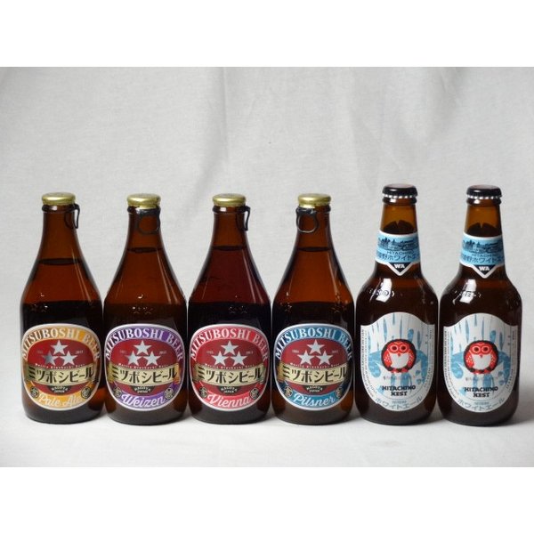 クラフトビールパーティ6本セット　常陸野ネストホワイトエール330ml×2本　ミツボシヴァイツェン330ml　ミツボシウィンナスタイルラガー330ml　ミツボシピルスナー330ml　ミツボシペールエール330ml