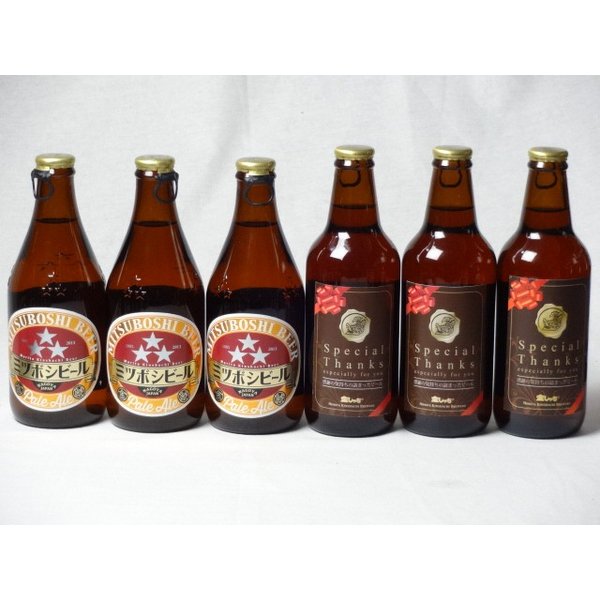 クラフトビールパーティ6本セット　IPA感謝ビール330ml×3本　ミツボシペールエール330ml×3本