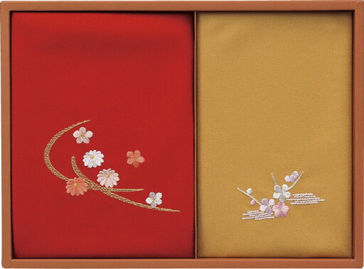 【最大2000円オフクーポン11日1:59迄】夏の贈り物お中元 刺繍入り二巾風呂敷&金封包み 洛北 赤/金茶 風呂敷:71×70cm、金封包み:38×37cm 【最大2000円オフクーポン11日1:59迄】夏の贈り物お中元 刺繍入り二巾風呂敷&金封包み 洛北 赤/金茶 風呂敷:71×70cm、金封包み:38×37cm