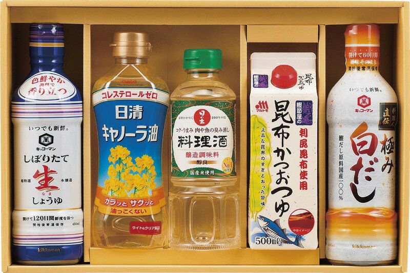 冬の贈り物お歳暮 プレミアム調味料バラエティセット マルトモ昆布かつおつゆ（500ml）・キッコーマン..