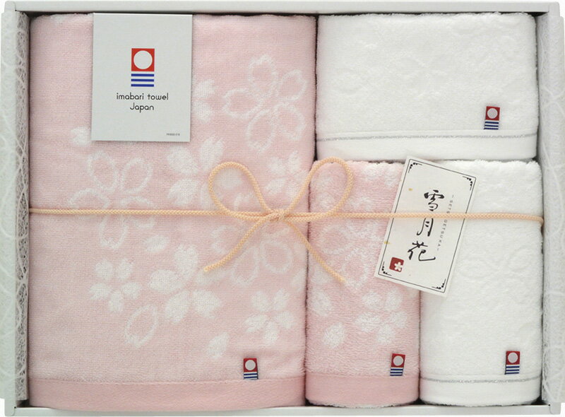 春の贈り物便り タオルセット 今治製タオル フェイスタオル（34×75cm）×2、バスタオル（60×120cm）・ウォッシュタオル（34×35cm）×各1