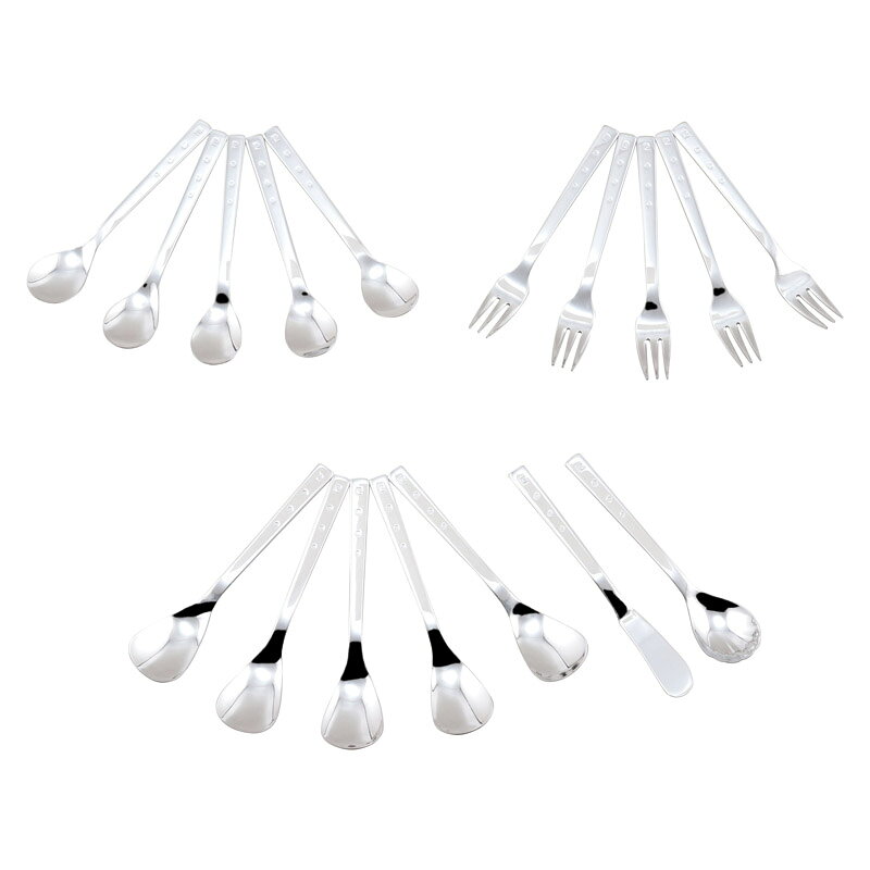 実りの秋の贈り物 ティータイム 17PCS ピエール・カルダン セット内容/コーヒースプーン（11.8cm）・ヒメフォーク（12.4cm）・ヨーグルトスプーン（12.5cm）×各5、バターナイフ（12.8cm）・シュガースプーン（12.2cm）×各1