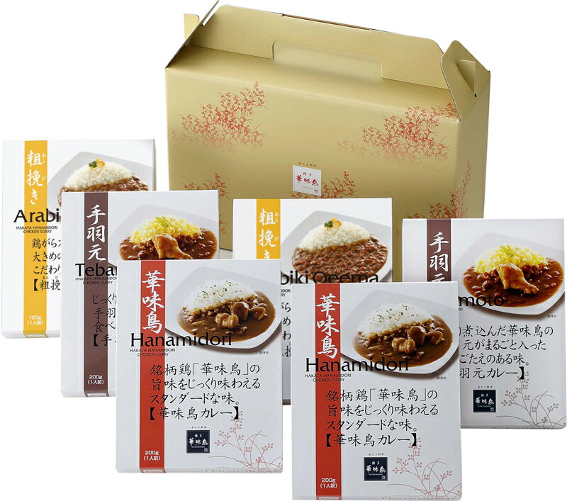 夏の贈り物御進物贈り物セット カレーセット6食入 博多華味鳥 華味鳥カレー・手羽元カレー（各200g）・粗挽きキーマカレー（160g）×各2