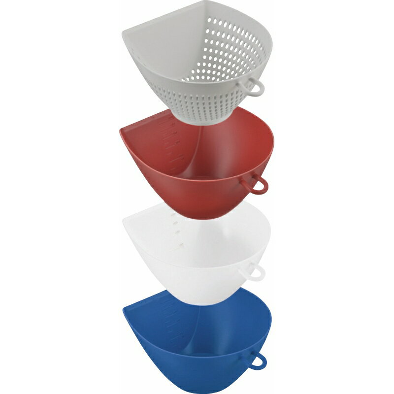 冬の贈り物お歳暮 チリトリザルボウルM トリコロールセット ボウル（14×15.8×7.4cm・650ml）×3、ザル×1