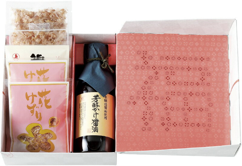 【最大2000円オフクーポン27日1:59迄】冬の贈り物お歳暮 TKG-smile 白 まるじょう かつお花削り（2g）・かつおソフト削り（1.5g）×各2、芳醇かけ醤油（200ml）・ソフトふりかけ鰹とごま（5g）×各1