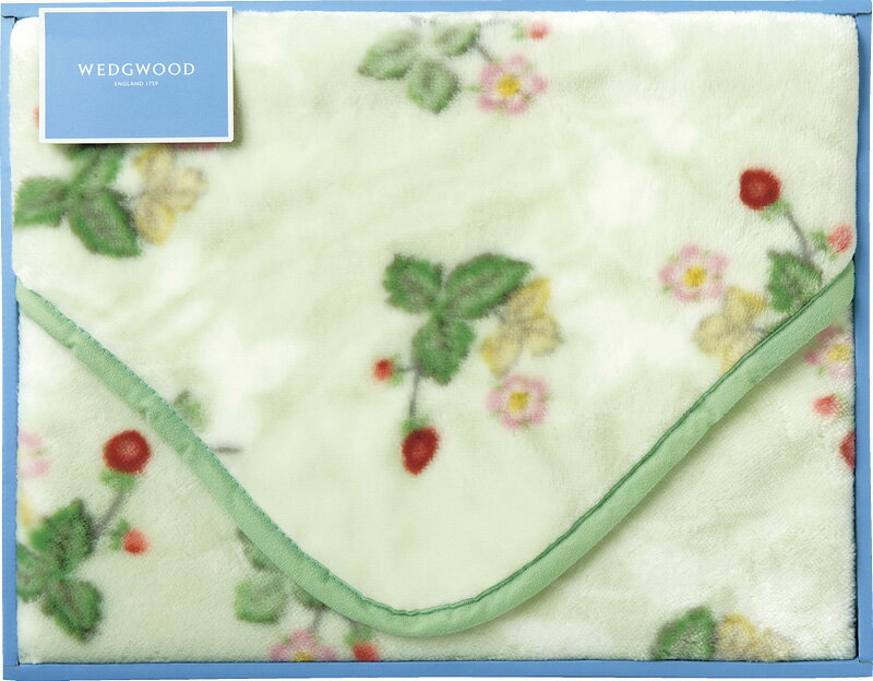 【最大2000円オフクーポン23日1:59迄】春の贈り物便りアクリルひざ掛け（毛羽部分） ウェッジウッド グリーン 140×70cm