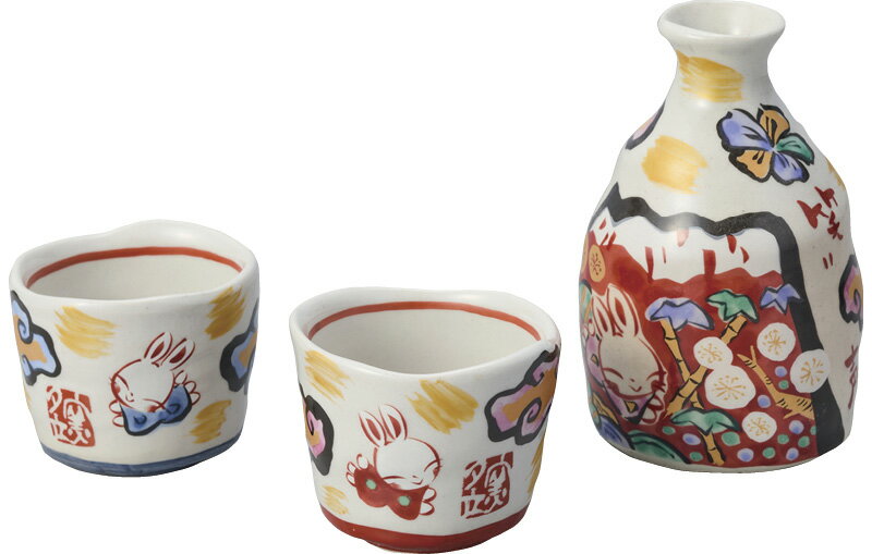 冬の贈り物お歳暮 徳利ぐいのみ酒器セット（赤富士） 夕立窯 ぐいのみ（直径7.7×5.5cm）×2、徳利（直径..